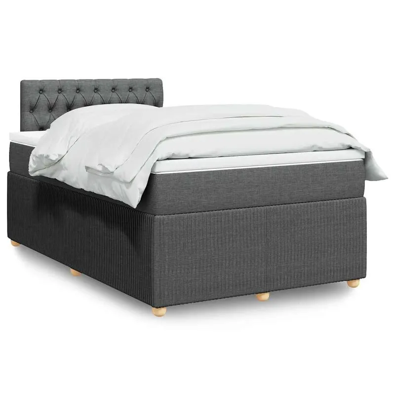 letto boxspring mit Matratze Dunkelgrau 120x190 cm tessuto