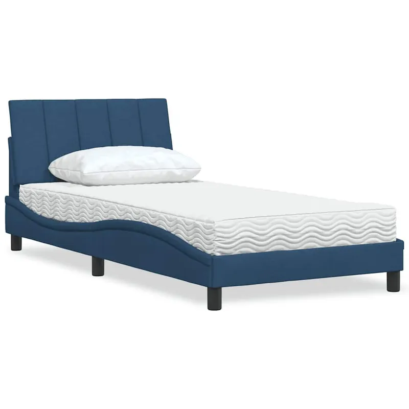 Bett mit Matratze "Hanko" blu 100x200 cm tessuto