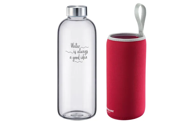 Westmark Trinkflasche Viva aus Glas 1000 ml, Rot