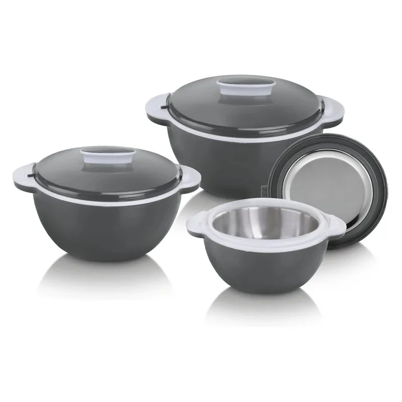 GOURMETmaxx Thermo-Schüssel mit Griff 6-tlg. 500/1000/1600 ml, gris