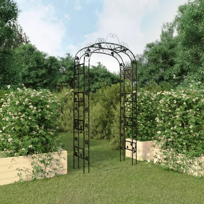 Gartenbogen nero 116x45x240 cm Stahl