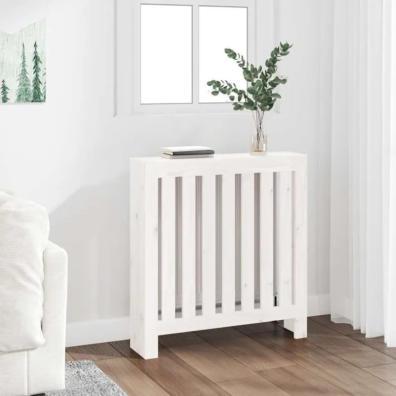 Heizkörperverkleidung white 79,5x19x84 cm solid pine wood