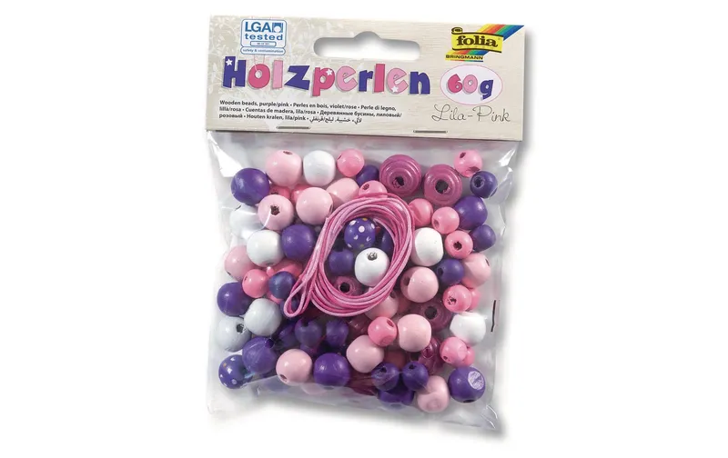 Folia Holzperlen Violett/Pink