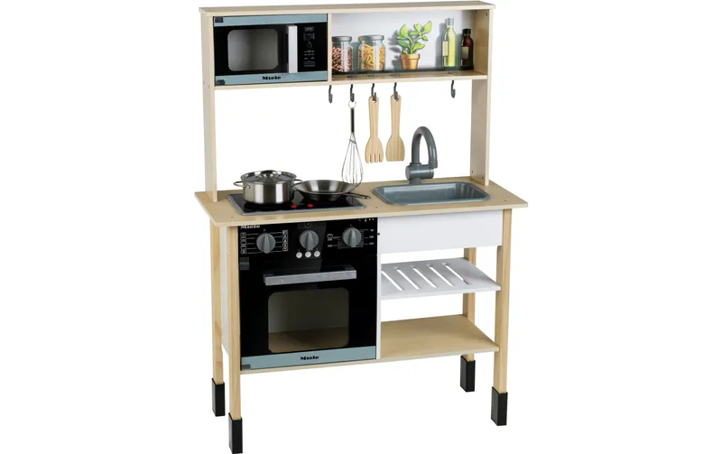 Klein-Toys Spielküche Miele Holz MDF midi weiss Kochfeld Sound Licht