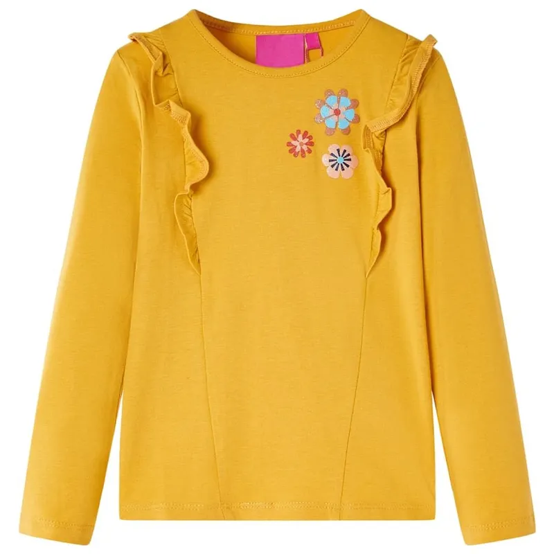 T-shirt enfants à manches longues ocre foncé 104