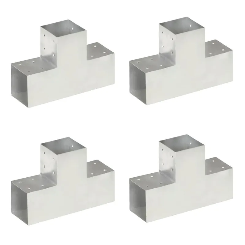 Pfostenverbinder 4 Stk. T-Form Verzinktes Metall 101 x 101 mm