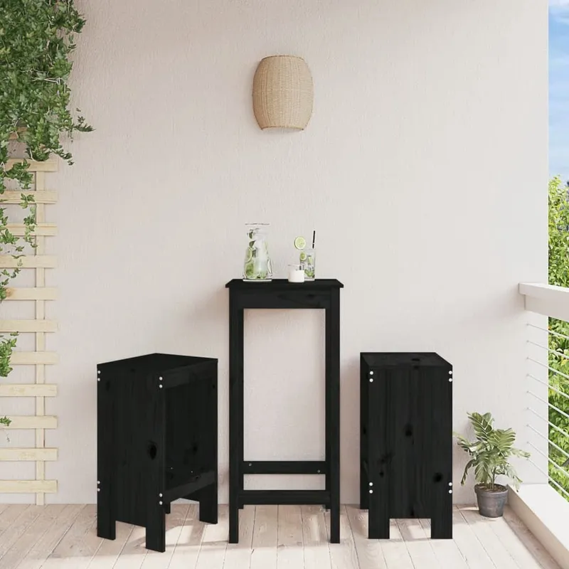 Barhocker 2 Stk. nero 40x36x75 cm legno massiccio pino