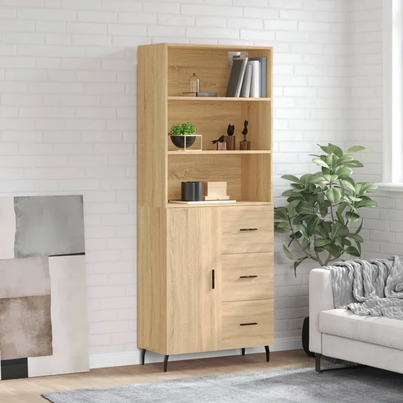 Highboard Sonoma-Eiche 69,5x34x180 cm derivato del legno