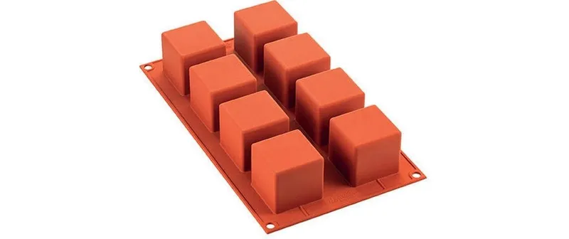 Silikomart Backform Würfel, Silikon, 50 x 50 mm, marrone