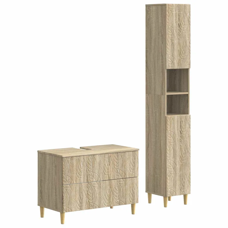 2-teiliges Badezimmer Schrank Set DELFT Sonoma-Eiche