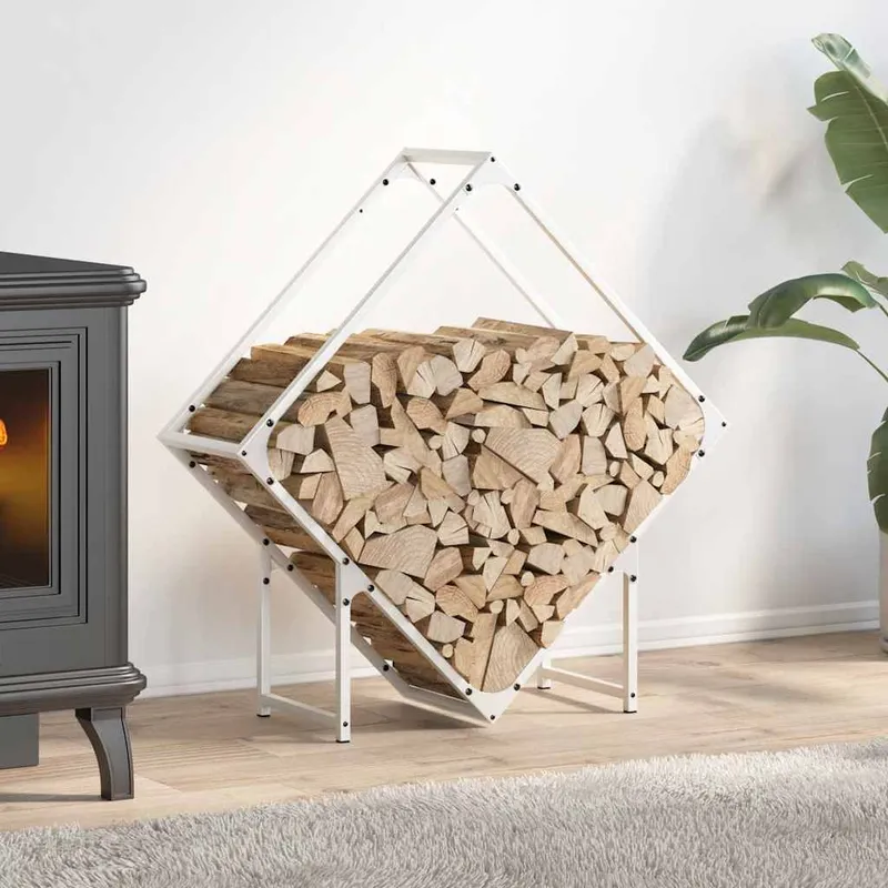 Brennholzregal Weiß 80x25x80 cm Kaltgewalzter Stahl