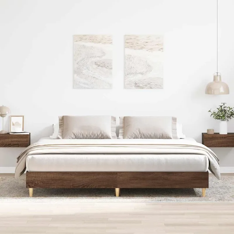 bed frame without mattress brown oakn-Optik 200x200 cm