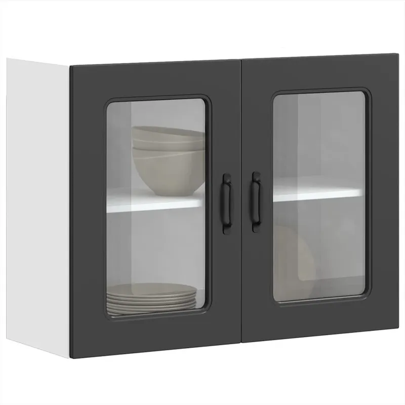 Küchen-Hängeschrank mit Glastür Kalmar nero derivato del legno