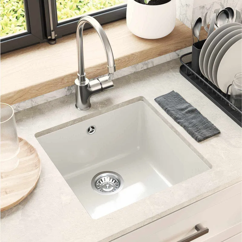 Waschbecken 80% Quarz und 20% Harz 430 x 460 mm Weiß