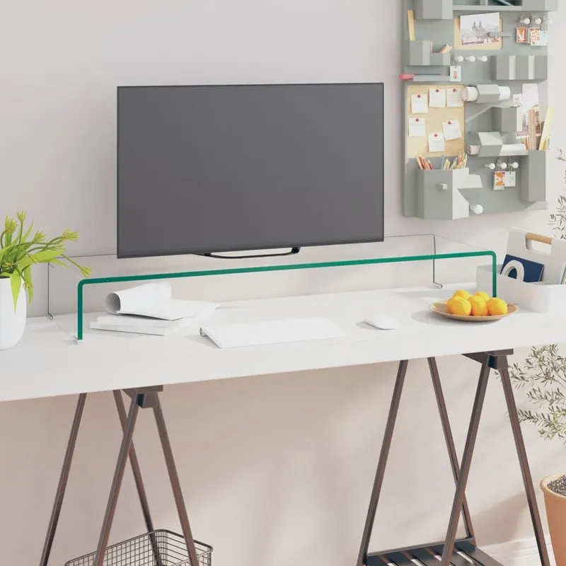 TV-tavolo/Bildschirmerhöhung vetro trasparente 100x30x13 cm