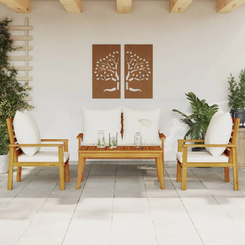 4-tlg. Garten-Lounge-Set mit Kissen legno massiccio acacia