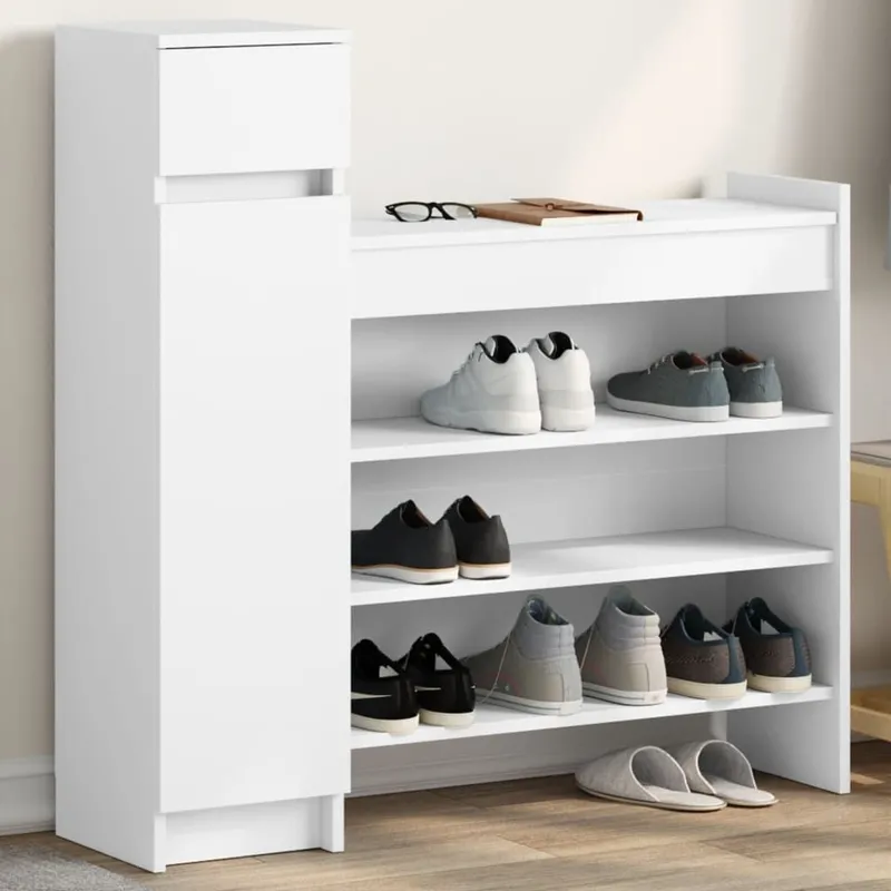Schuhschrank bianco 100,5x28x100 cm derivato del legno