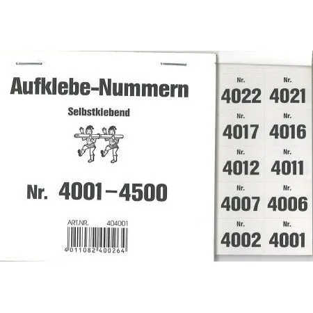 Carnet avec numéros à coller 4001-4500 weiss