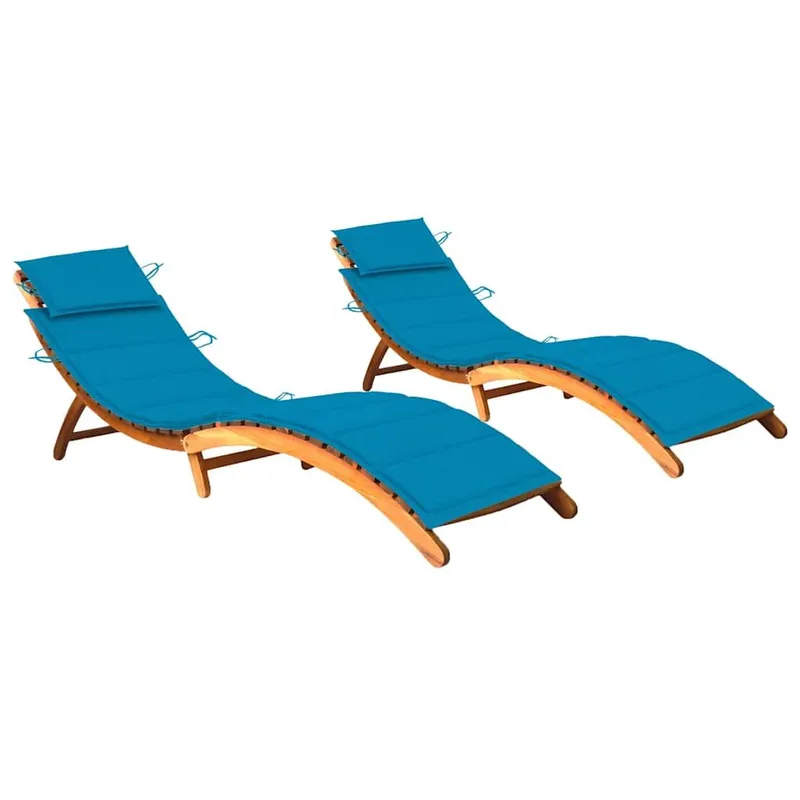 Sonnenliegen 2 Stk. mit Auflagen legno massiccio acacia