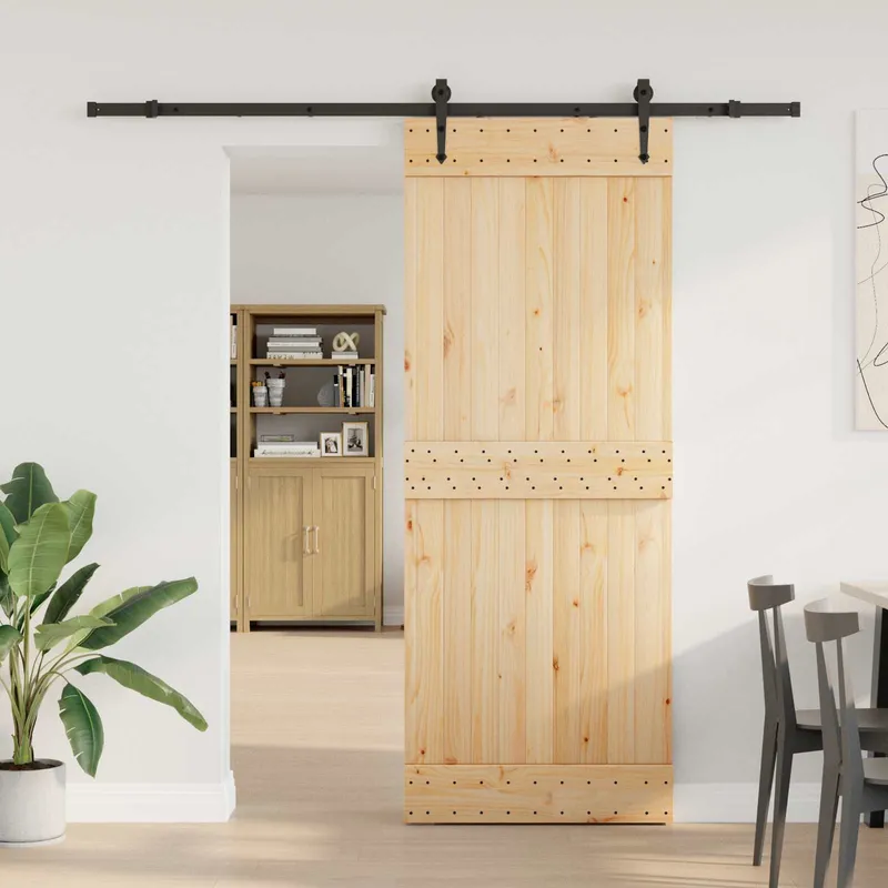 Schiebetür NARVIK Natürlich und Schwarz 80 x 210 cm (213,5 cm)