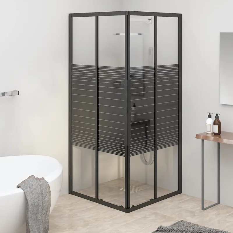 Duschkabine mit Streifen ESG 80x80x180 cm nero