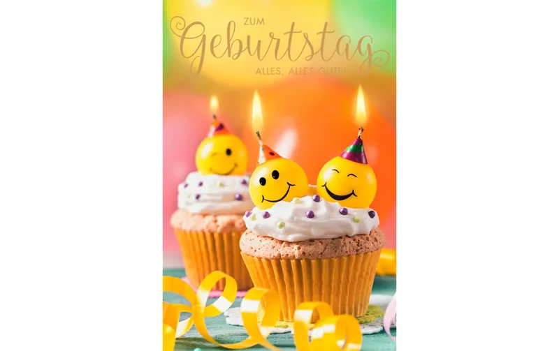 ABC Geburtstagskarte Smiley Cupcakes B6