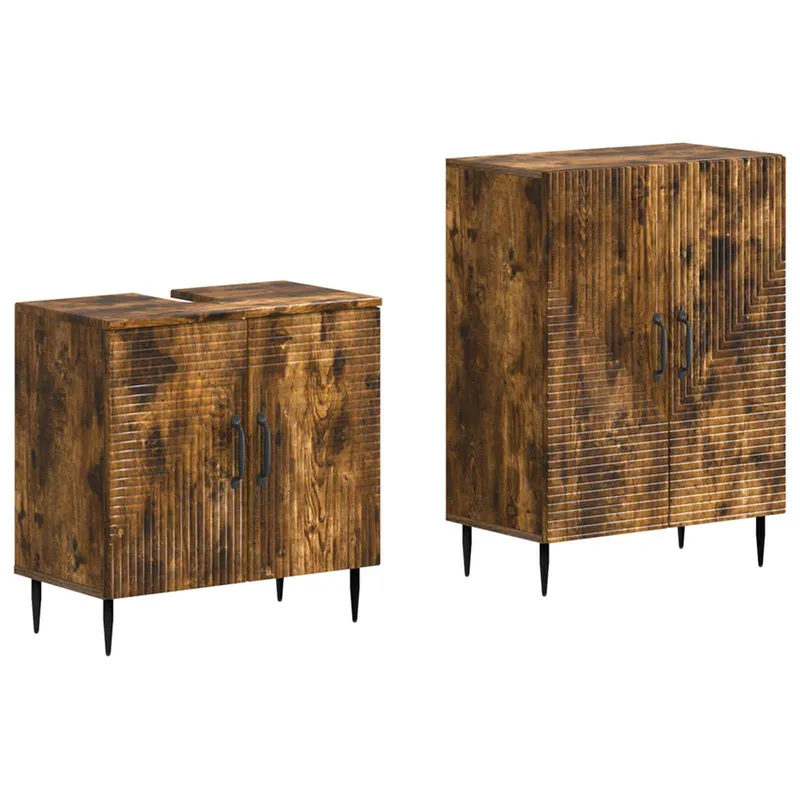 2-teiliges Badezimmer Schrank Set HAARLEM Raucheiche