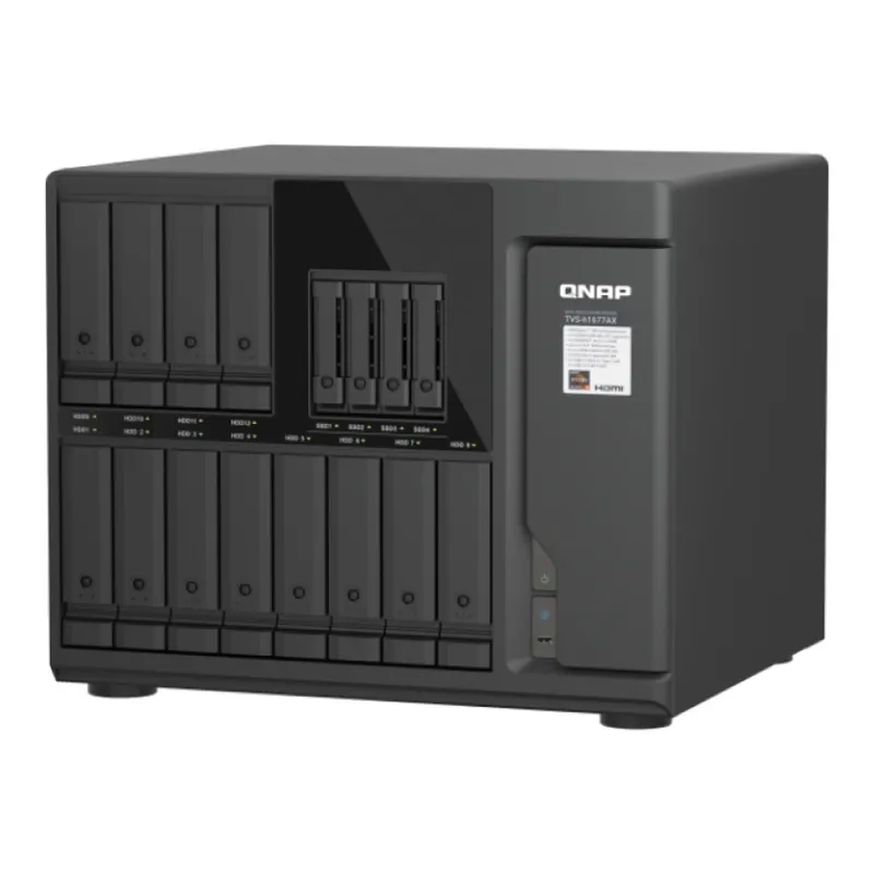 QNAP 16-Bay QuTS hero NAS 12 x 3.5inch SATA + 4 x U.2 NVMe slots AMD Ryzen 5 7000 series 6C12T boost up to 5.1 GHz 16GB DDR5
