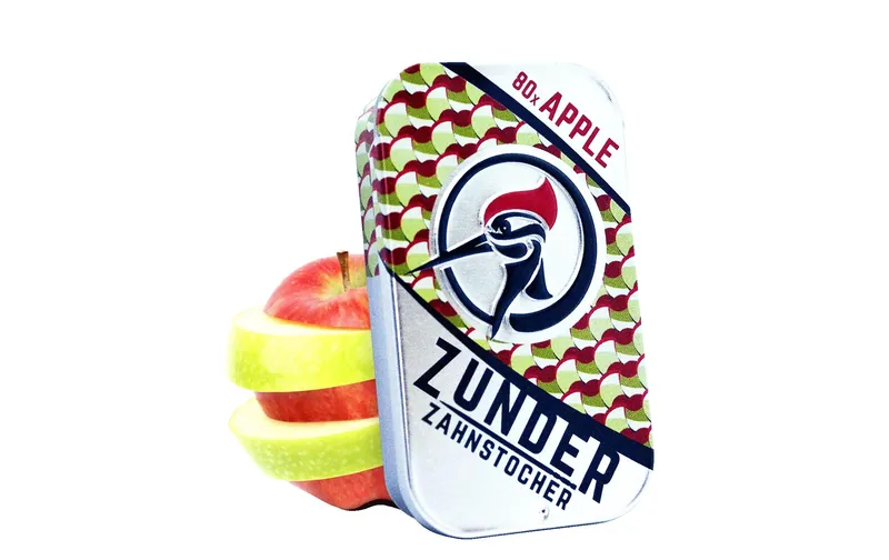 Zunder Zahnstocher Apple in der Zunder Schiebedose 80 Stück