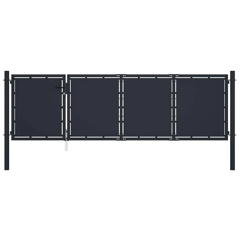 Gartentor aus Stahl 350 x 100 cm Anthrazit