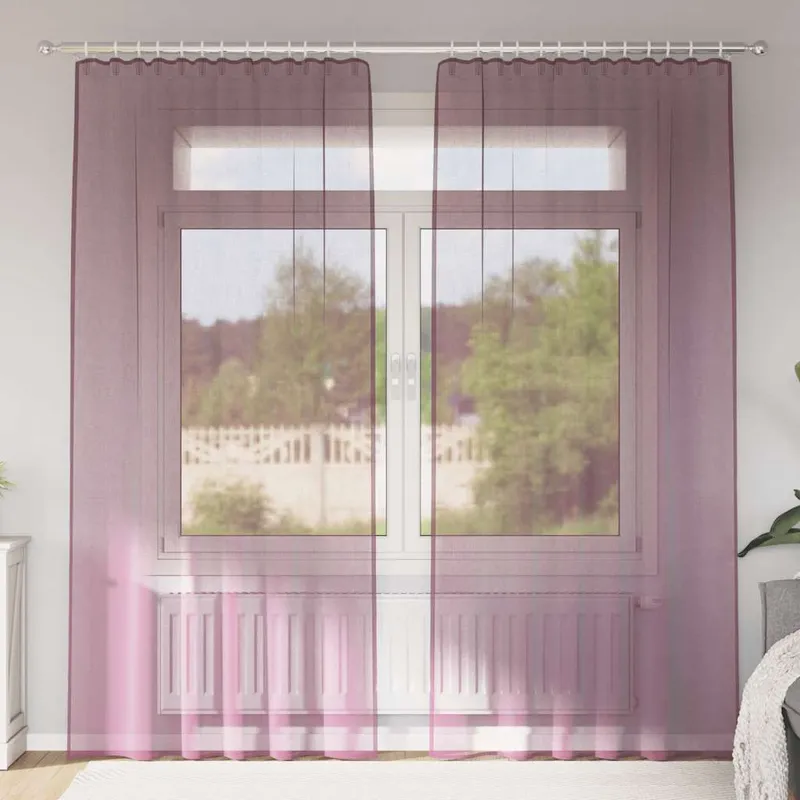 Voile Vorhänge mit Stangentaschen 2 Stk. Lila