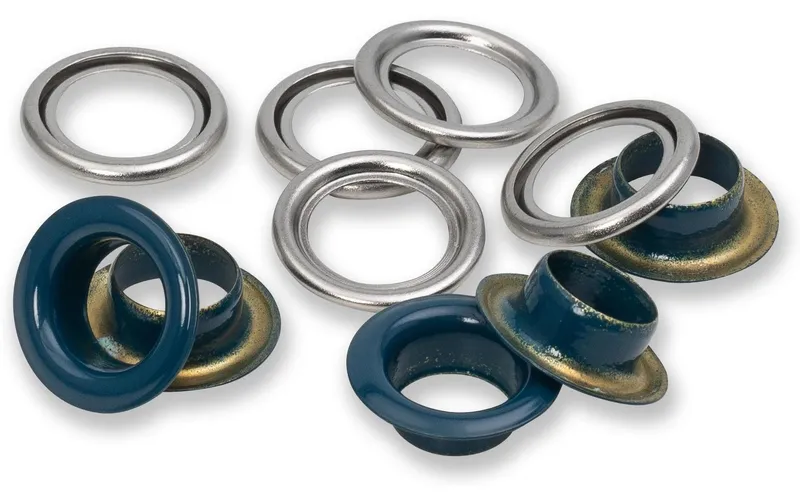 Prym Ösen mit Scheiben 20 pezzi, Marine-Silber