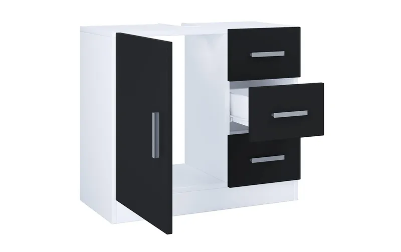 VCM Waschbeckenunterschrank Zalo XL 63 x 56 cm, blanc/noir