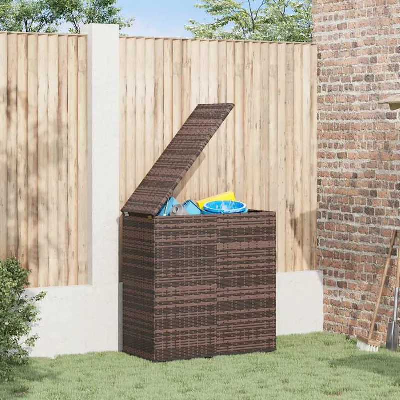 Garten-Kissenbox PE Rattan 100x49x103,5 cm Braun