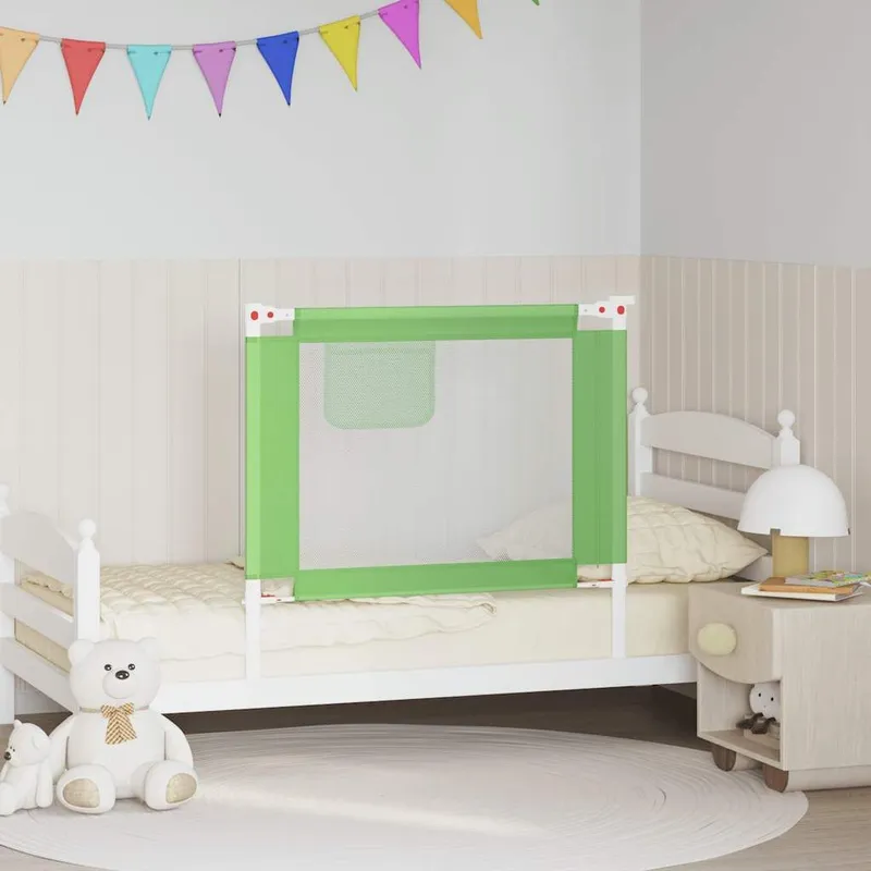 Barrière de sécurité de lit enfant Vert 90x25 cm Tissu