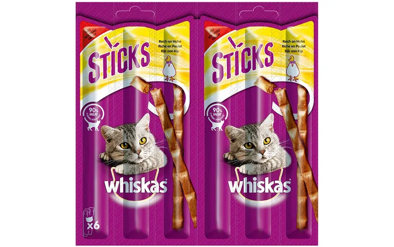 Whiskas Katzen-Snack Sticks Huhn, 6 x 6g