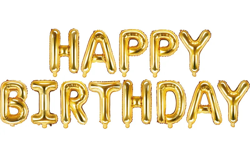 Partydeco Folienballon Happy Birthday 340 x 35 cm, Gold