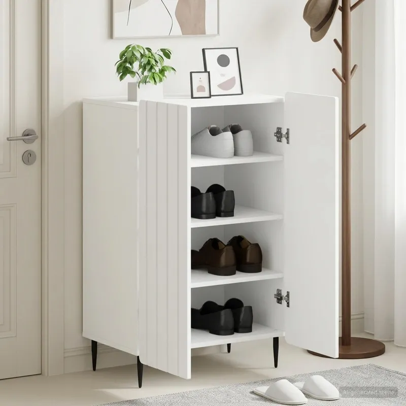 Schuhschrank ZWOLLE 59,5 x 39,5 x 91,5 cm Holzwerkstoff Weiß