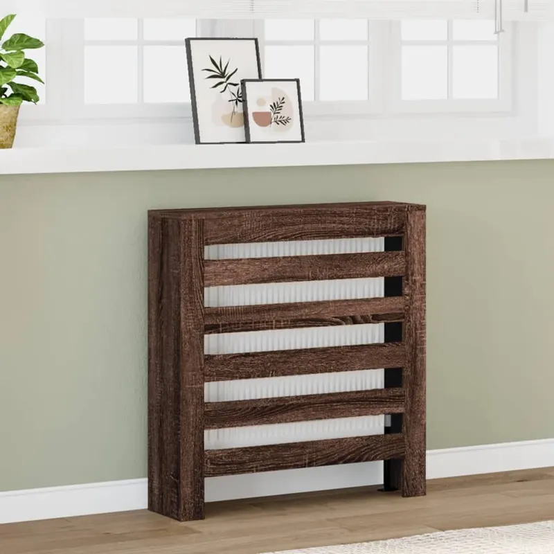 Cache-radiateur chêne marron 78x20x82 cm bois d'ingénierie