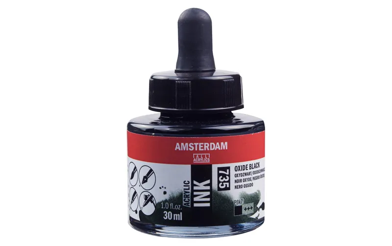 Amsterdam Acryltinte 735 Oxidschwarz deckend, 30 ml 30 ml, noir