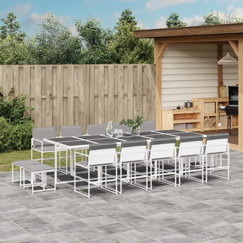 15-tlg. Garten-Essgruppe mit Kissen bianco Textilene