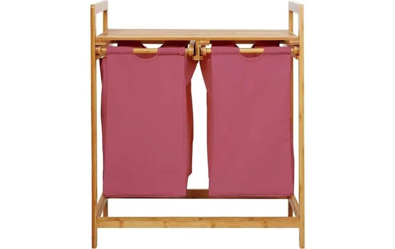 Lumaland Wäschekorb Bambus 30 l, marrone/Rosa
