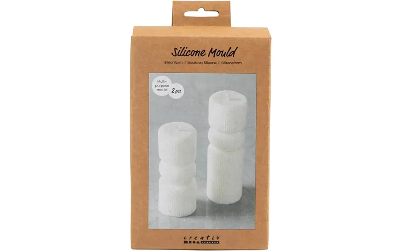 Creativ Company Kerzengiessform Silikon gerippter Zylinder, 2 pezzi