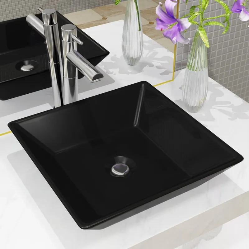 Waschbecken Keramik Quadratisch black 41,5 x 41,5 x 12 cm