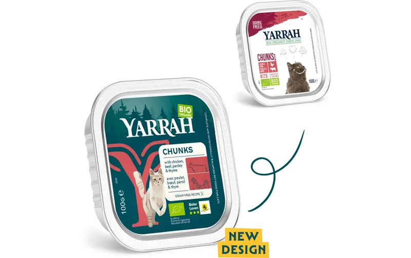 Yarrah Bio-Nassfutter Bio Chunks mit Huhn & Rind 16x 100 g