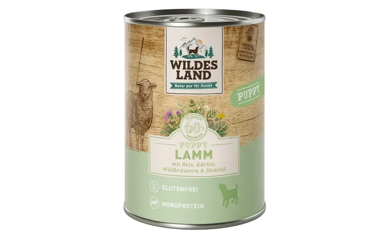 Wildes Land Nassfutter Puppy Lamm & Kürbis & Reis 6 x 400 g