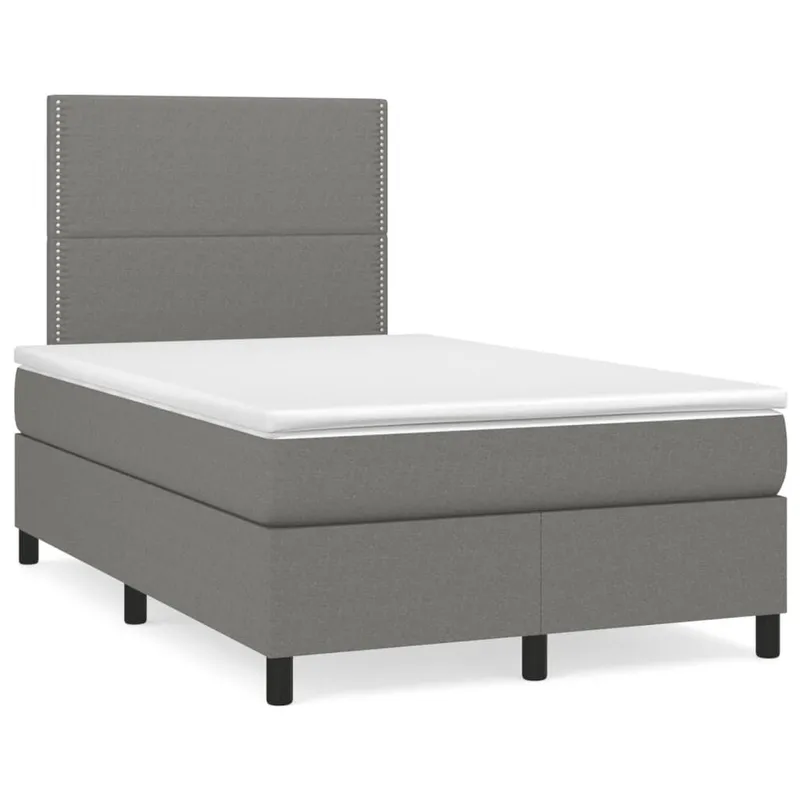 letto boxspring mit Matratze Dunkelgrau 120x190 cm tessuto
