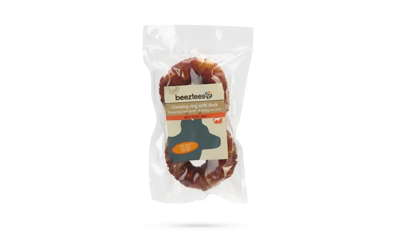 Beeztees Kausnack Rinderhaut Ring con Ente, 2 x 7.5 cm