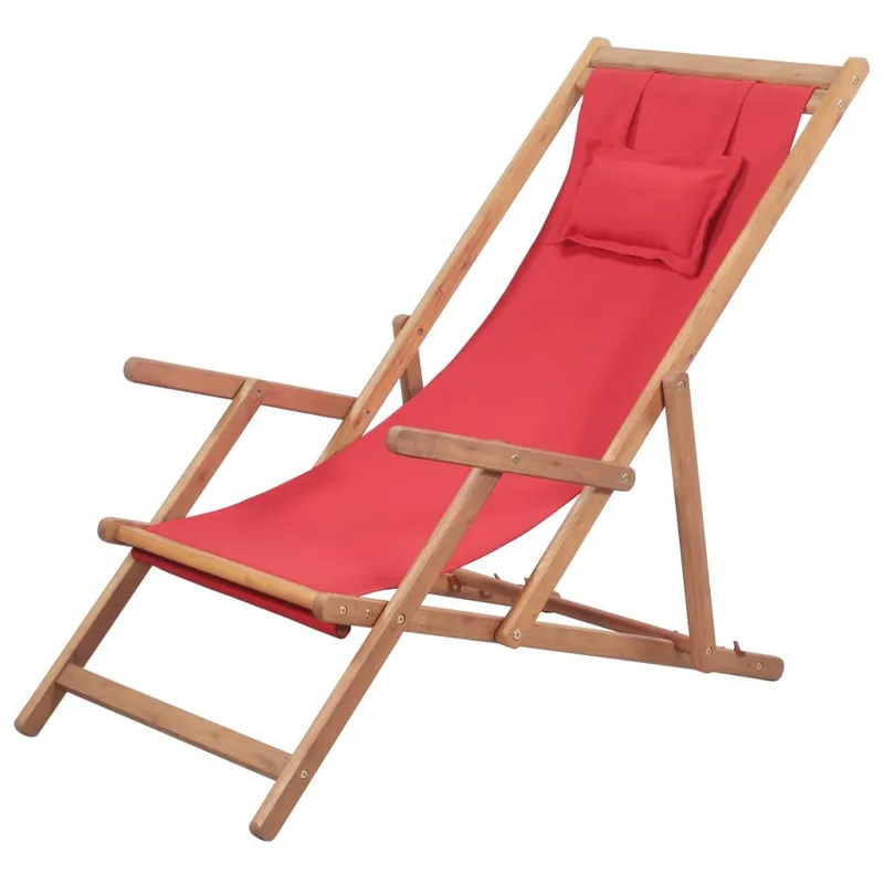 Klappstuhl, tessutobezug e Holzrahmen, rosso
