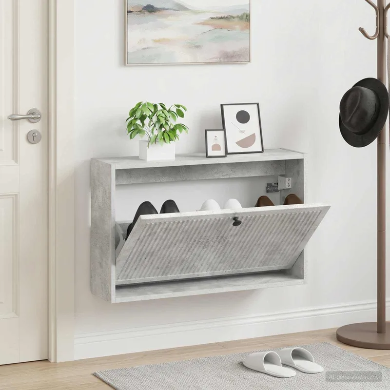 Cabinet à chaussures mural EDE 71 x 17 x 43 cm Gris béton